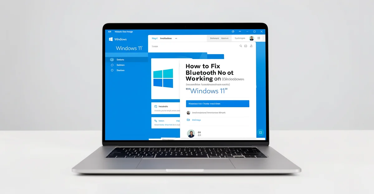 Featured image: Professional featured image for: How to Fix Bluetooth Not Working on Windows 11. Modern laptop showi
