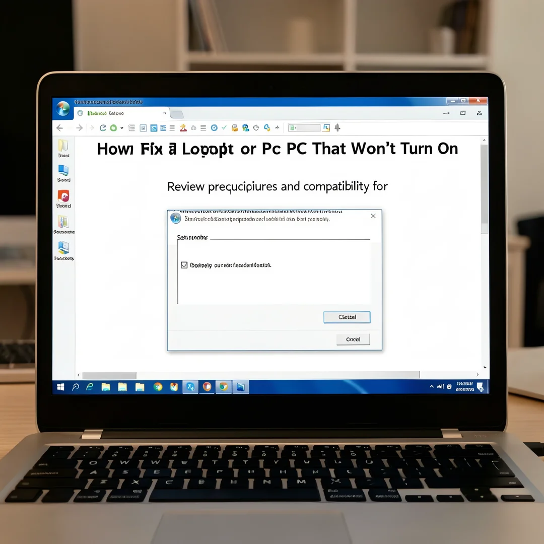 Step 1: Technical tutorial screenshot: Review prerequisites and compatibility for How to Fix a Laptop or PC