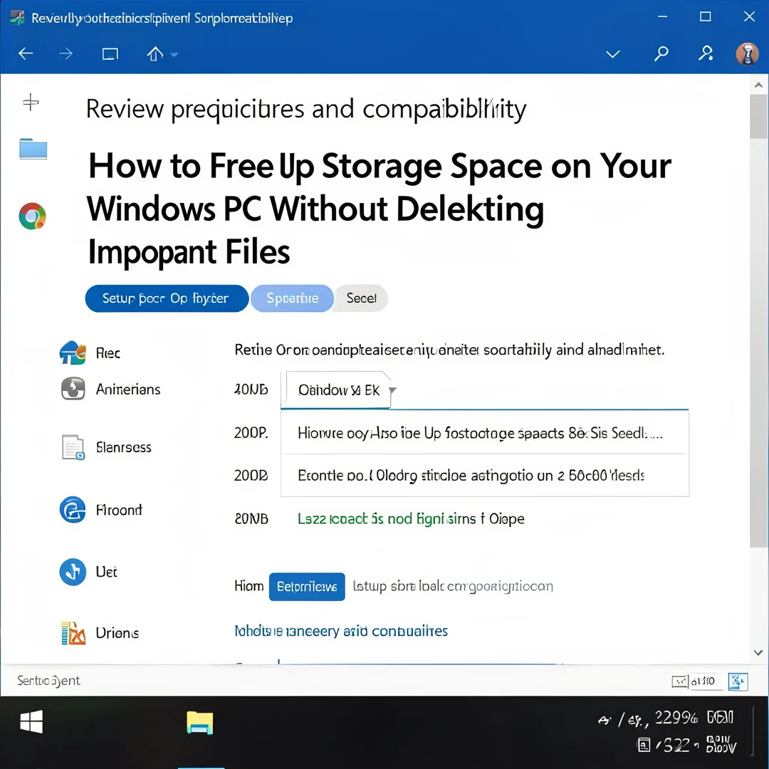 Step 1: Technical tutorial screenshot: Review prerequisites and compatibility for How to Free Up Storage Spa