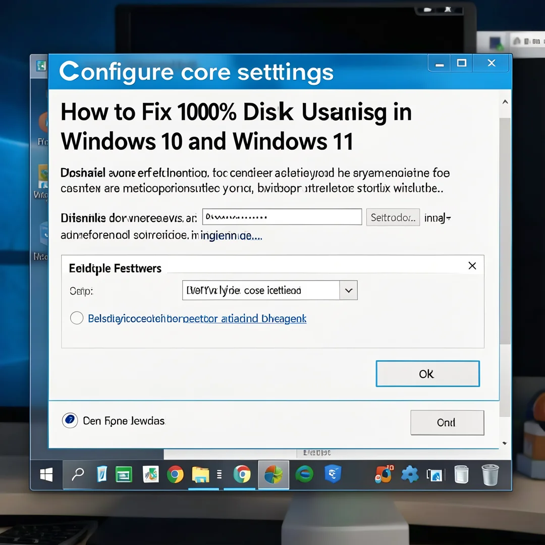Step 3: Technical tutorial screenshot: Configure core settings for How to Fix 100% Disk Usage in Windows 10