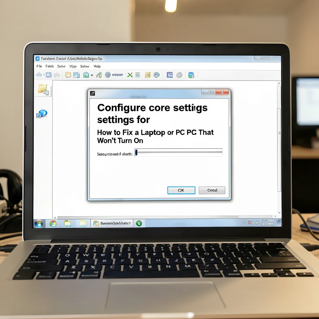 Step 3: Technical tutorial screenshot: Configure core settings for How to Fix a Laptop or PC That Won’t Turn