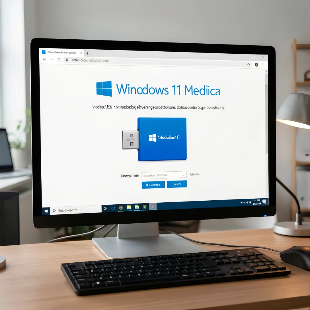 Step 3: Windows 11 Media Creation Tool creating bootable USB drive on a computer screen