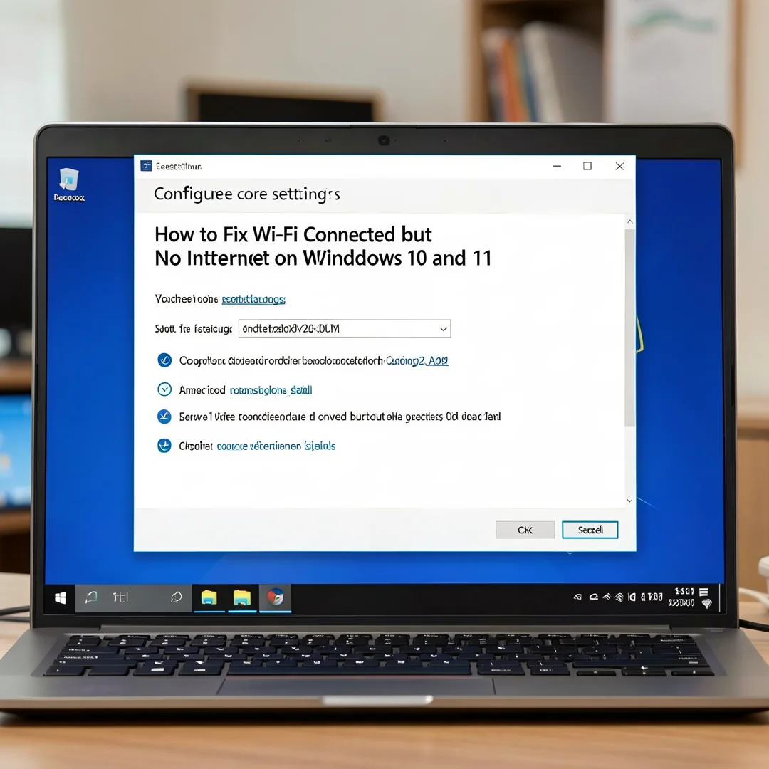 Step 3: Technical tutorial screenshot: Configure core settings for How to Fix Wi-Fi Connected but No Interne