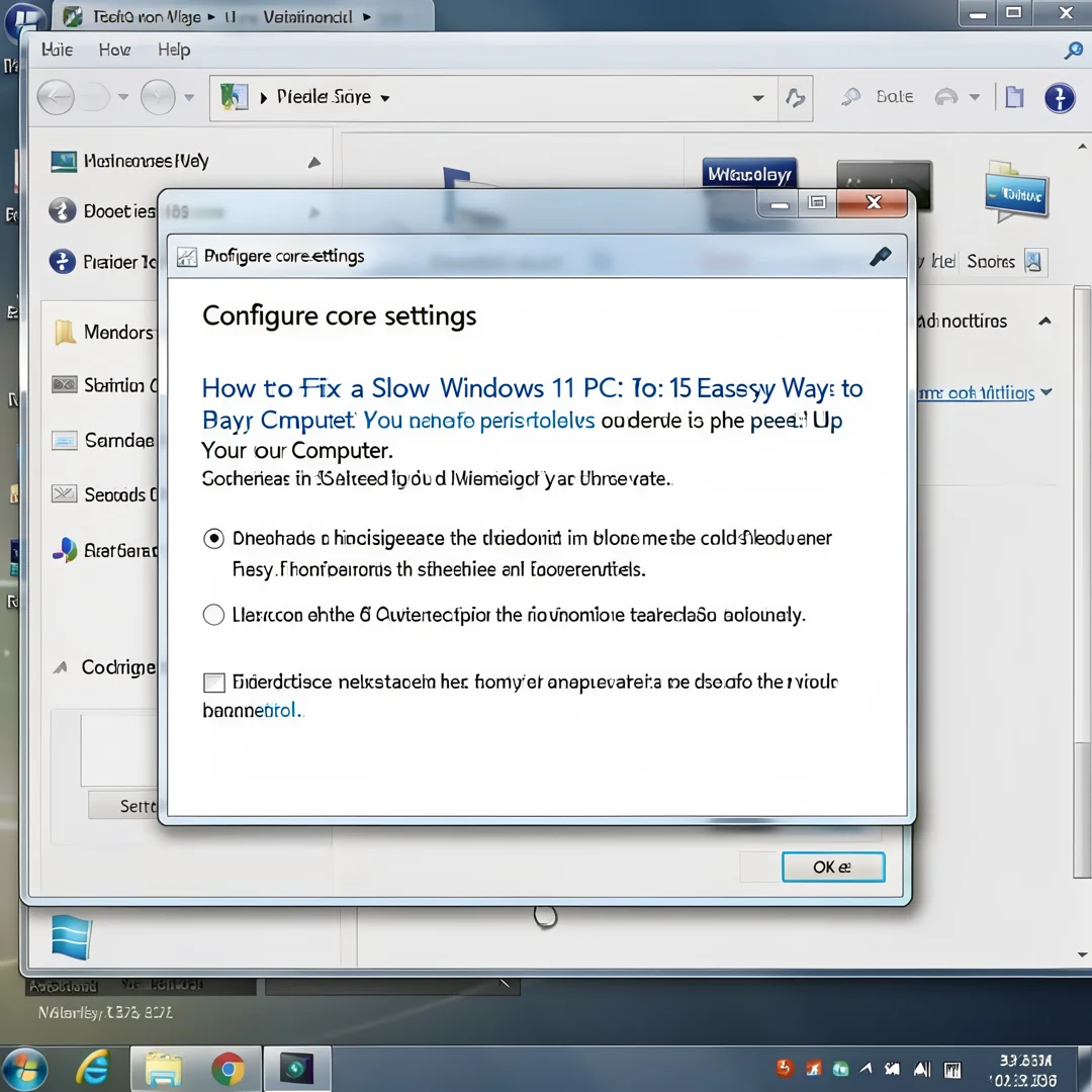 Step 3: Technical tutorial screenshot: Configure core settings for How to Fix a Slow Windows 11 PC: 15 Easy 