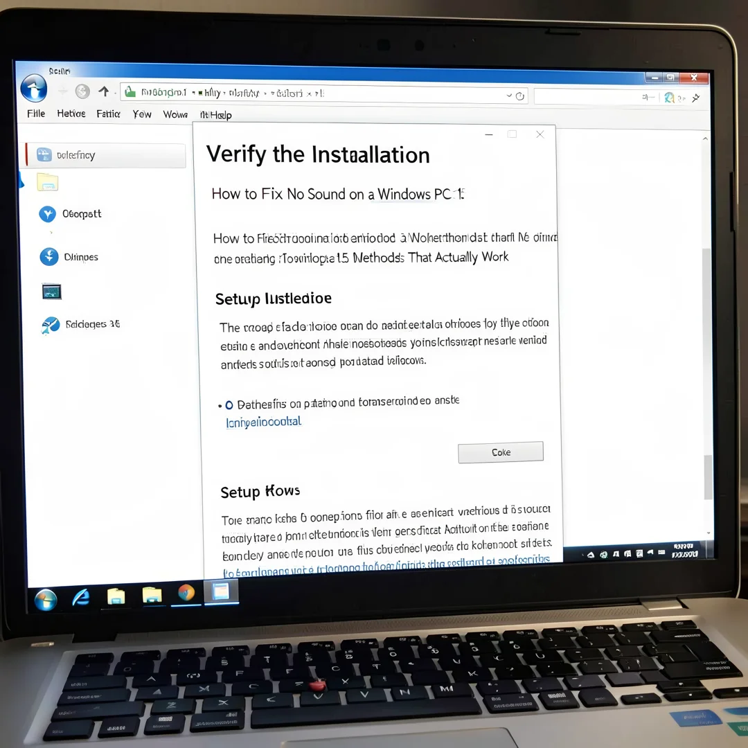 Step 5: Technical tutorial screenshot: Verify the installation for How to Fix No Sound on a Windows PC: 15 M