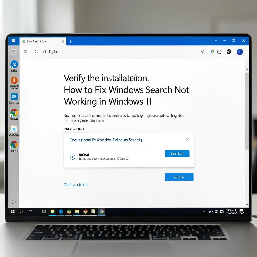 Step 5: Technical tutorial screenshot: Verify the installation for How to Fix Windows Search Not Working in 