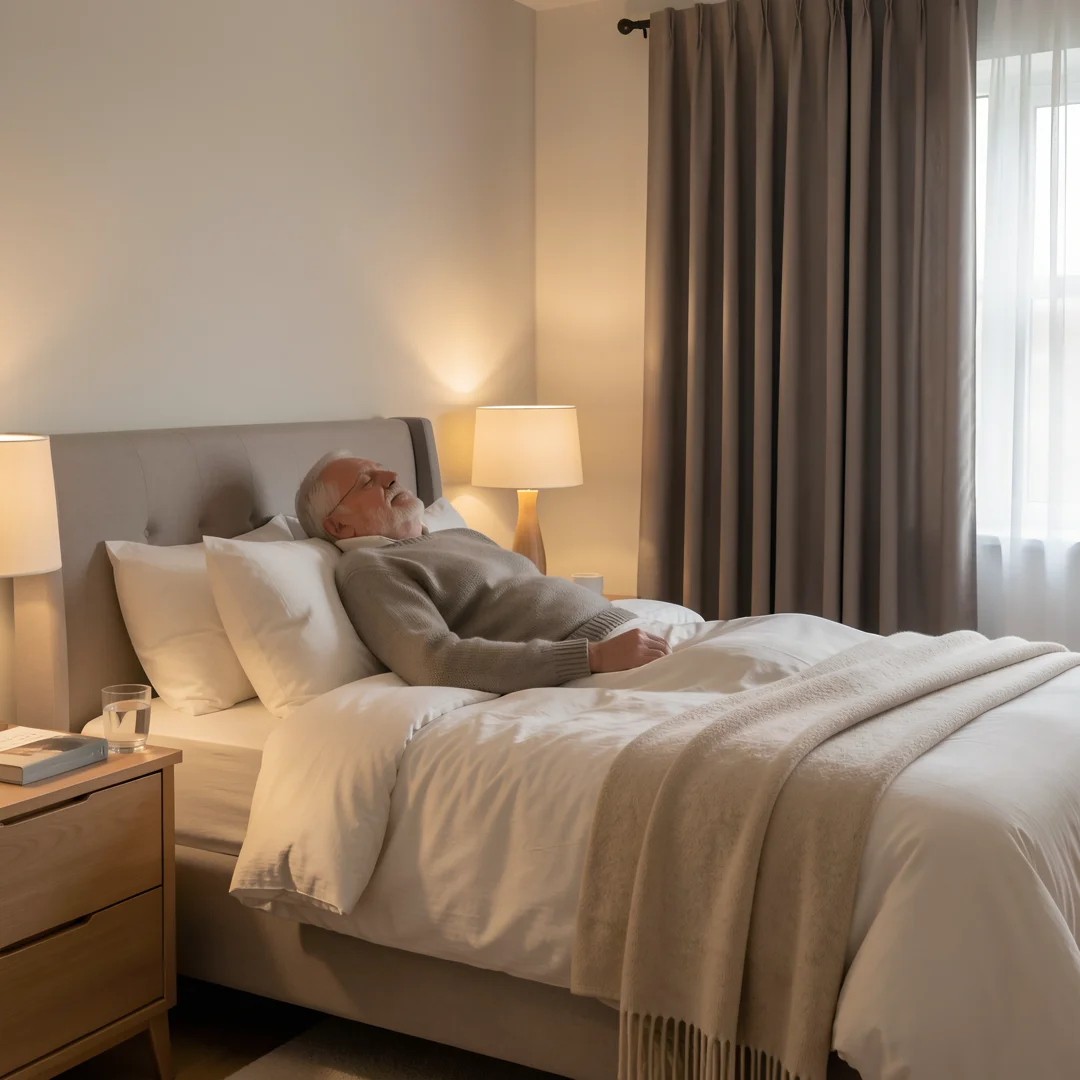 Step 5: Peaceful bedroom setup promoting quality sleep hygiene for men over 60 health