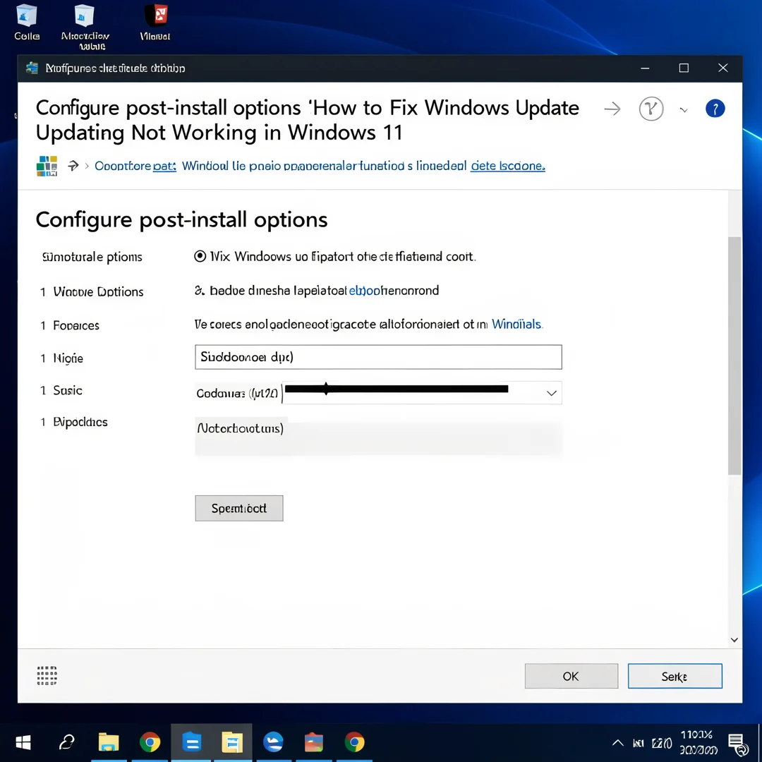 Step 6: Technical tutorial screenshot: Configure post-install options for How to Fix Windows Update Not Work