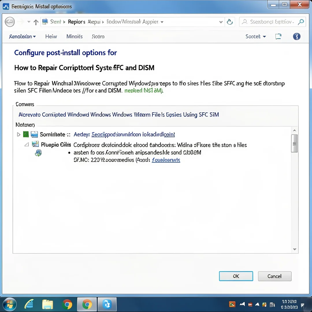 Step 6: Technical tutorial screenshot: Configure post-install options for How to Repair Corrupted Windows Sy
