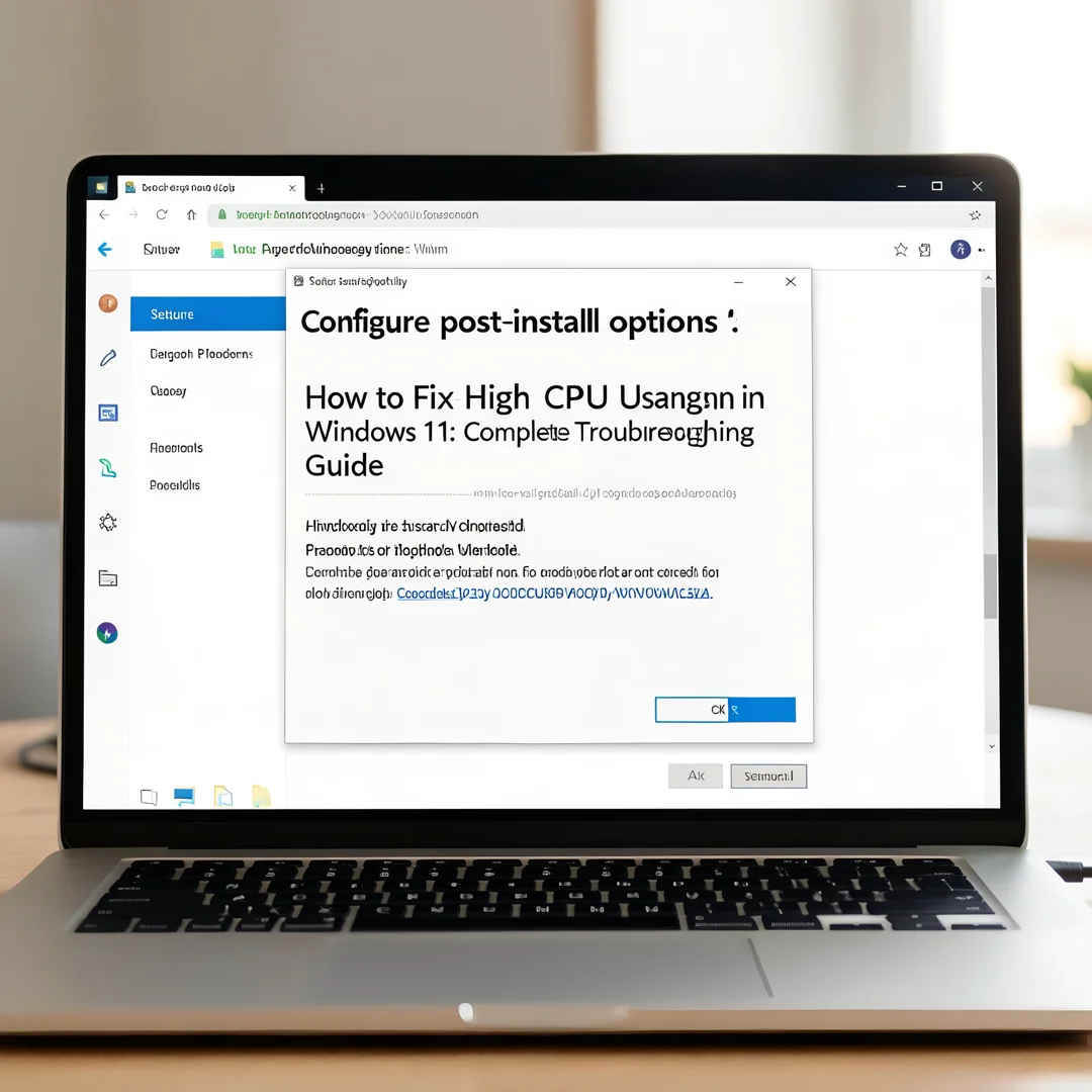 Step 6: Technical tutorial screenshot: Configure post-install options for How to Fix High CPU Usage in Windo