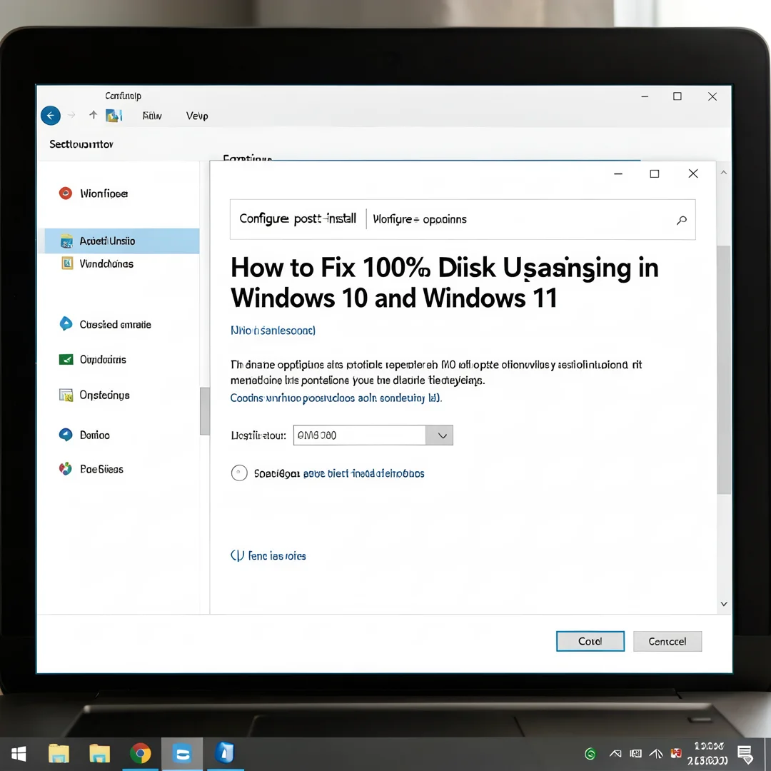 Step 6: Technical tutorial screenshot: Configure post-install options for How to Fix 100% Disk Usage in Wind