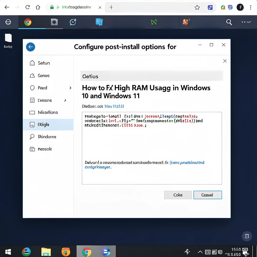 Step 6: Technical tutorial screenshot: Configure post-install options for How to Fix High RAM Usage in Windo