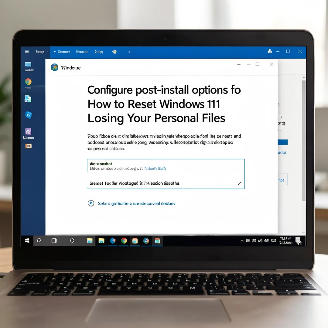 Step 6: Technical tutorial screenshot: Configure post-install options for How to Reset Windows 11 Without Lo