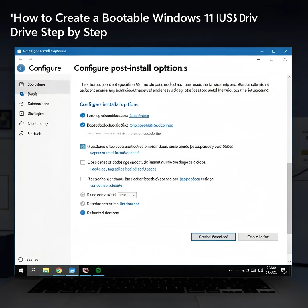 Step 6: Technical tutorial screenshot: Configure post-install options for How to Create a Bootable Windows 1