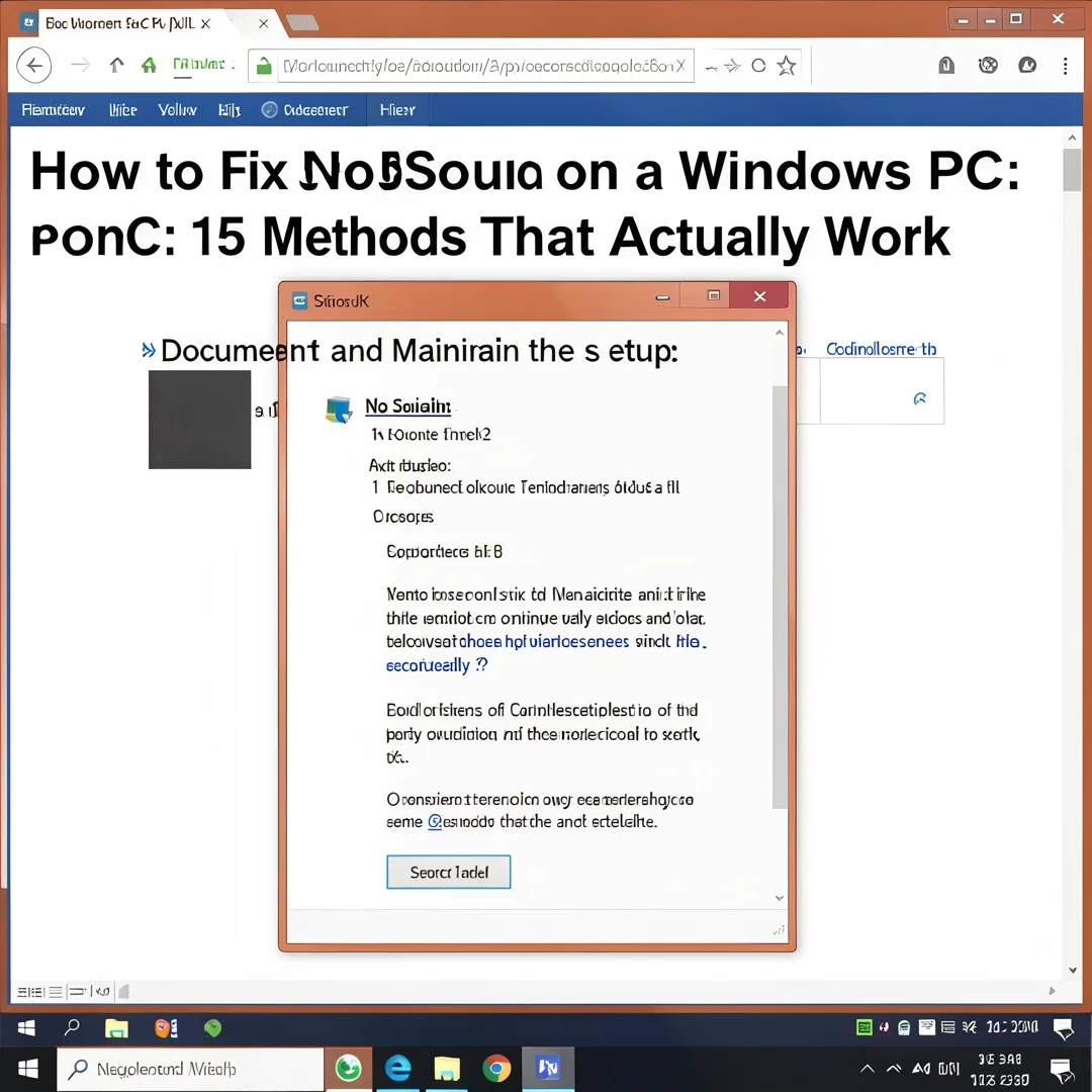 Step 8: Technical tutorial screenshot: Document and maintain the setup for How to Fix No Sound on a Windows
